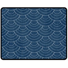 Blue Sashiko Fleece Blanket (medium)  by goljakoff