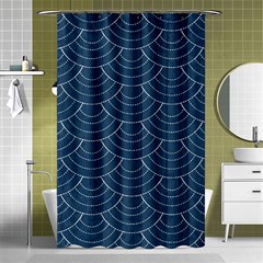 Blue Sashiko Shower Curtain 48  X 72  (small)  by goljakoff