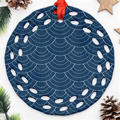 Blue Sashiko Round Filigree Ornament (two Sides) by goljakoff