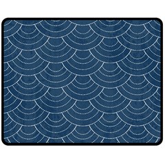 Blue Sashiko Double Sided Fleece Blanket (medium)  by goljakoff