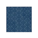 Blue sashiko Satin Bandana Scarf Front