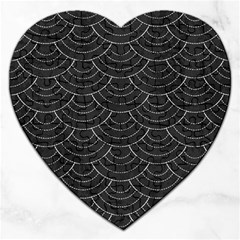 Black Sashiko Ornament Jigsaw Puzzle (heart) by goljakoff