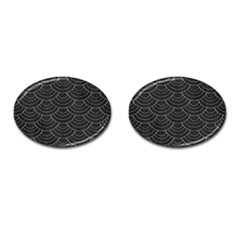 Black Sashiko Ornament Cufflinks (oval) by goljakoff