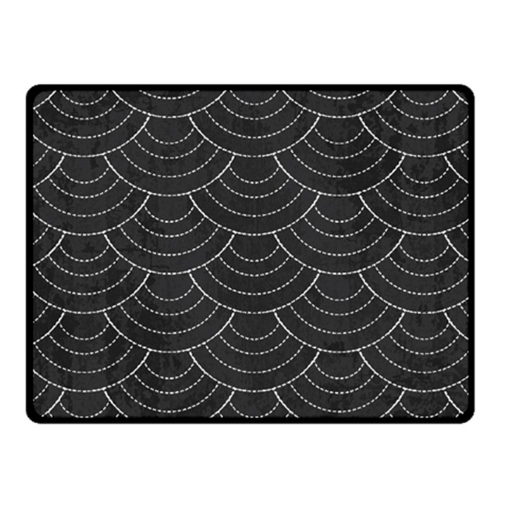 Black sashiko ornament Fleece Blanket (Small)