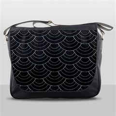 Black Sashiko Ornament Messenger Bag by goljakoff