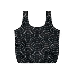 Black Sashiko Ornament Full Print Recycle Bag (s) by goljakoff