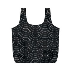 Black Sashiko Ornament Full Print Recycle Bag (m) by goljakoff