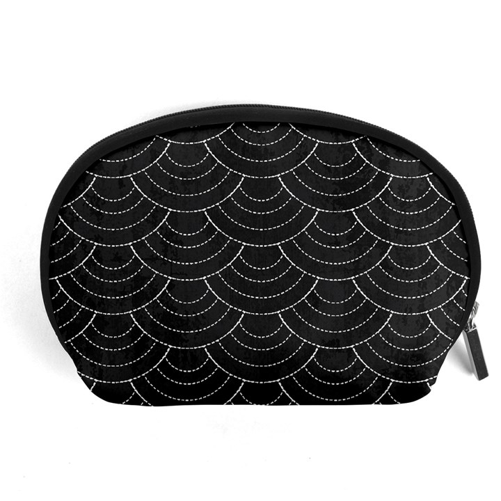 Black sashiko ornament Accessory Pouch (Large)