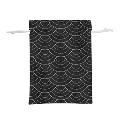 Black Sashiko Ornament Lightweight Drawstring Pouch (l) by goljakoff