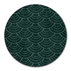 Green Sashiko Round Mousepads by goljakoff