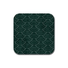 Green Sashiko Rubber Square Coaster (4 Pack)  by goljakoff