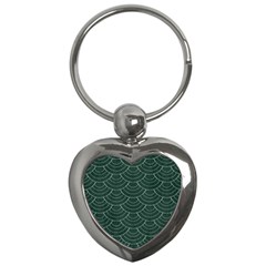 Green Sashiko Key Chain (heart) by goljakoff