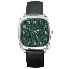 Green Sashiko Square Metal Watch by goljakoff