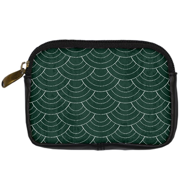 Green sashiko Digital Camera Leather Case