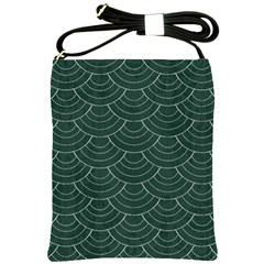 Green Sashiko Shoulder Sling Bag by goljakoff