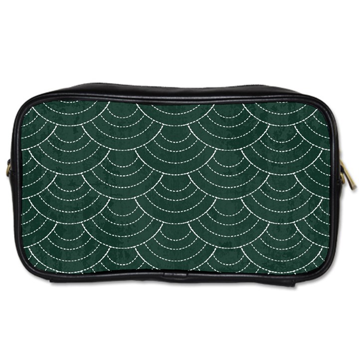 Green sashiko Toiletries Bag (One Side)