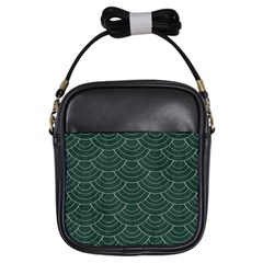 Green Sashiko Girls Sling Bag by goljakoff