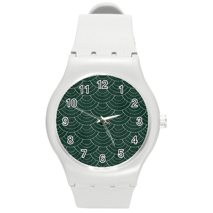 Green sashiko Round Plastic Sport Watch (M)