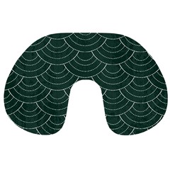 Green Sashiko Travel Neck Pillow by goljakoff