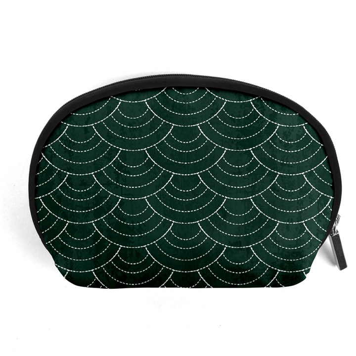 Green sashiko Accessory Pouch (Large)