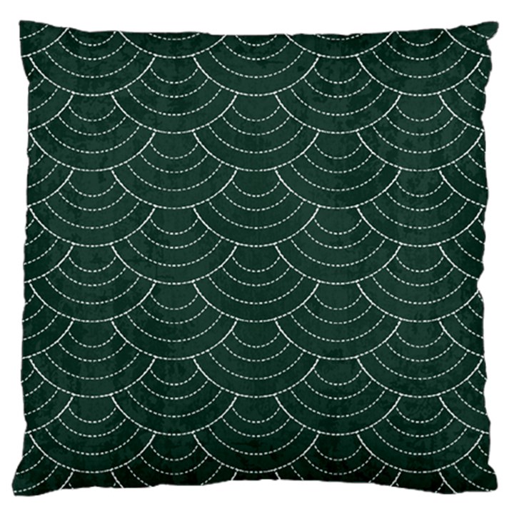 Green sashiko Large Flano Cushion Case (One Side)