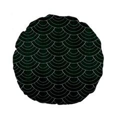 Green Sashiko Standard 15  Premium Flano Round Cushions by goljakoff