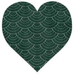 Green Sashiko Wooden Puzzle Heart by goljakoff