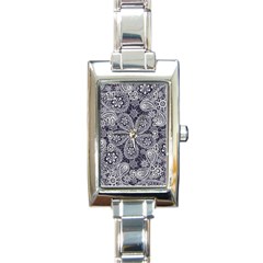 White flower mandala Rectangle Italian Charm Watch