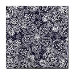 White flower mandala Tile Coaster