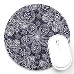 White flower mandala Round Mousepads Front