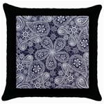 White flower mandala Throw Pillow Case (Black) Front