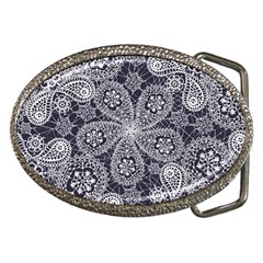 White flower mandala Belt Buckles