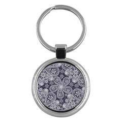 White flower mandala Key Chain (Round)