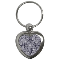 White flower mandala Key Chain (Heart)