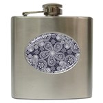 White flower mandala Hip Flask (6 oz) Front