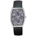 White flower mandala Barrel Style Metal Watch Front