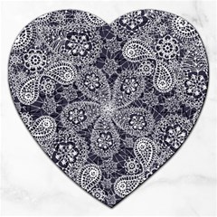 White Flower Mandala Jigsaw Puzzle (heart) by goljakoff