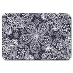 White flower mandala Large Doormat 