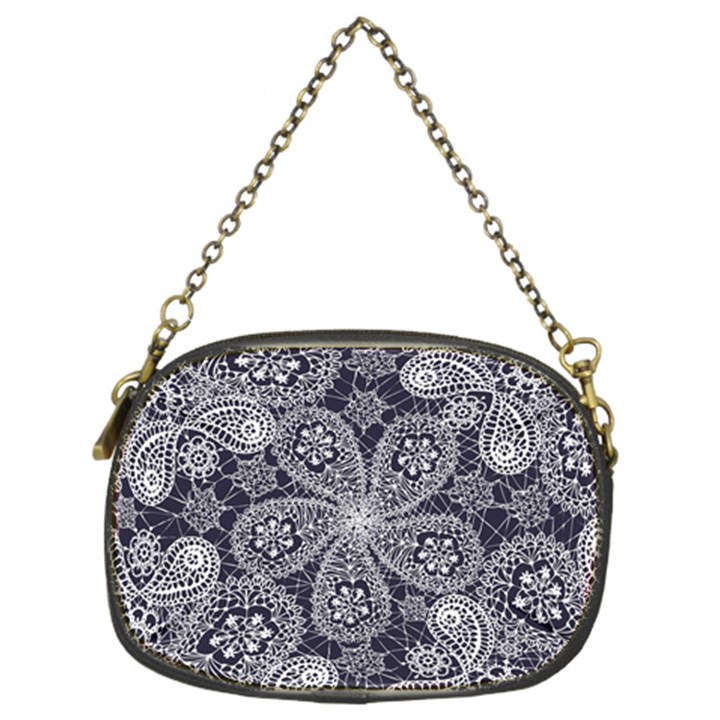 White flower mandala Chain Purse (Two Sides)