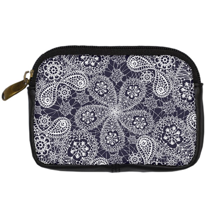 White flower mandala Digital Camera Leather Case