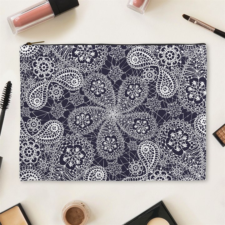 White flower mandala Cosmetic Bag (XL)