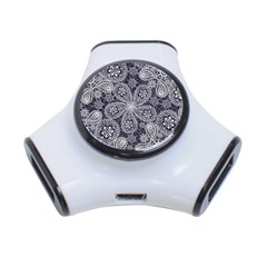 White flower mandala 3-Port USB Hub