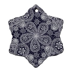 White flower mandala Snowflake Ornament (Two Sides)