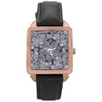 White flower mandala Rose Gold Leather Watch  Front