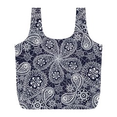 White Flower Mandala Full Print Recycle Bag (l)