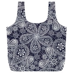 White flower mandala Full Print Recycle Bag (XL)