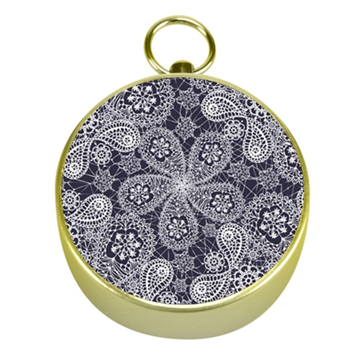 White flower mandala Gold Compasses