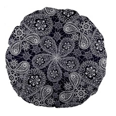 White flower mandala Large 18  Premium Flano Round Cushions