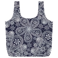 White flower mandala Full Print Recycle Bag (XXL)