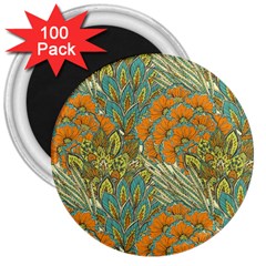 Orange Flowers 3  Magnets (100 Pack) by goljakoff